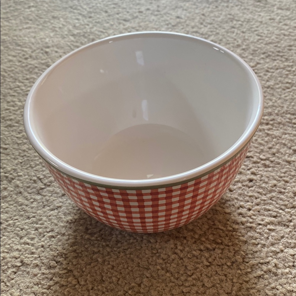 Orange and White Gingham Bowl